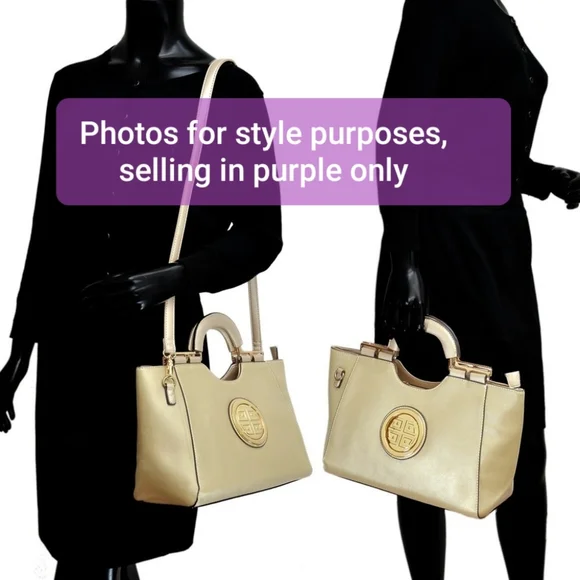 💜DASEIN💜 😺Purple Medallion Satchel (Vegan) bag purse - Picture 4 of 8